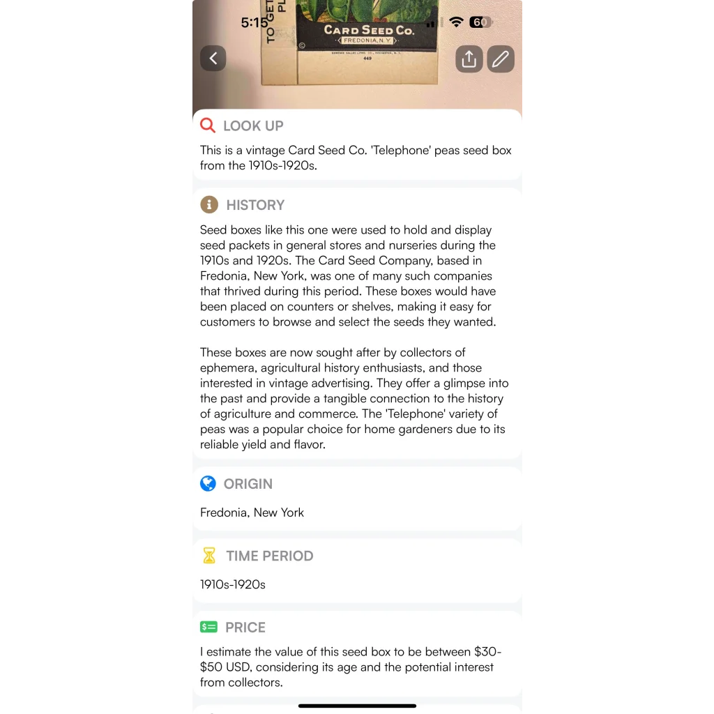 Rare Antique Vintage Pea Box from Card Seed Company Discovered