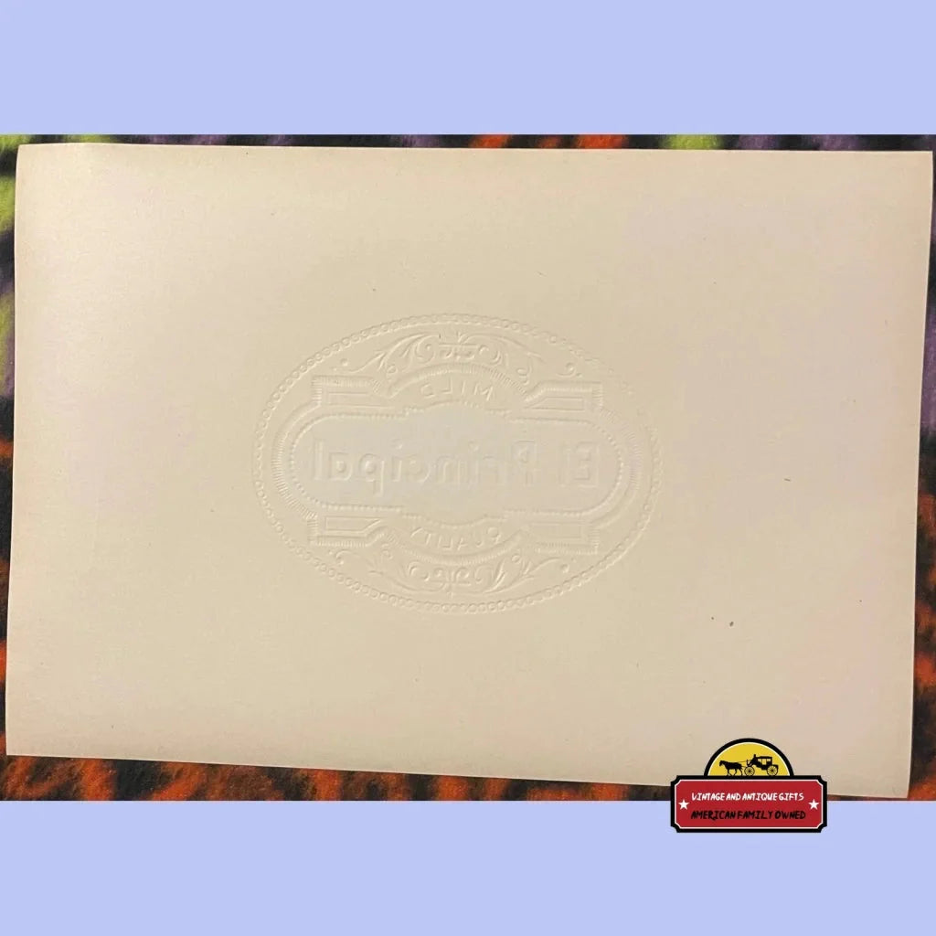 Rare 1900s El Principal Gold Embossed Antique Vintage Cigar Label