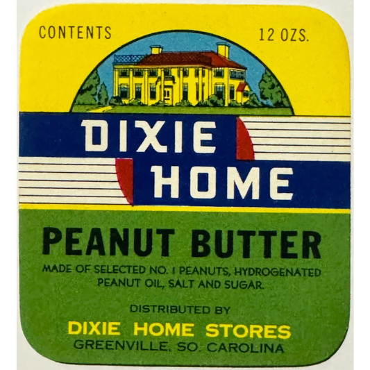 Rare Dixie Home Peanut Butter Label from the 1930s Discovered