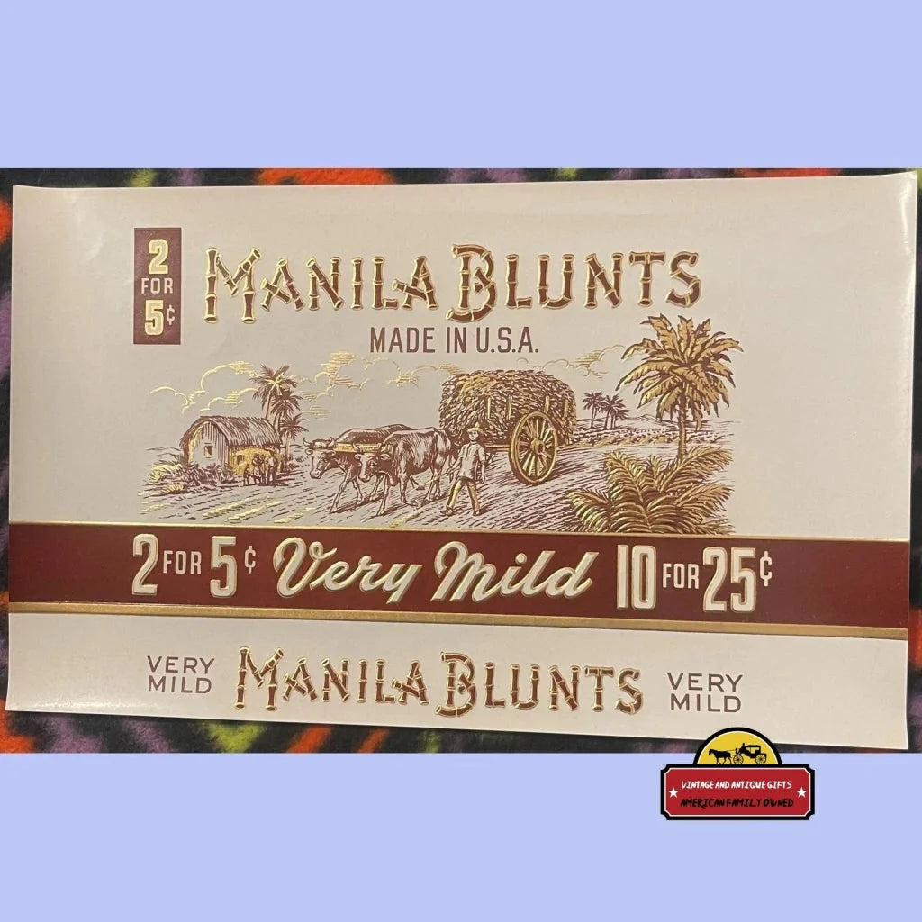Rare Embossed Manila Blunts Antique Vintage Cigar Label