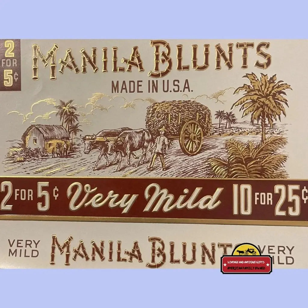 Rare Embossed Manila Blunts Antique Vintage Cigar Label
