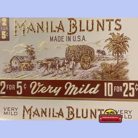 Rare Embossed Manila Blunts Antique Vintage Cigar Label