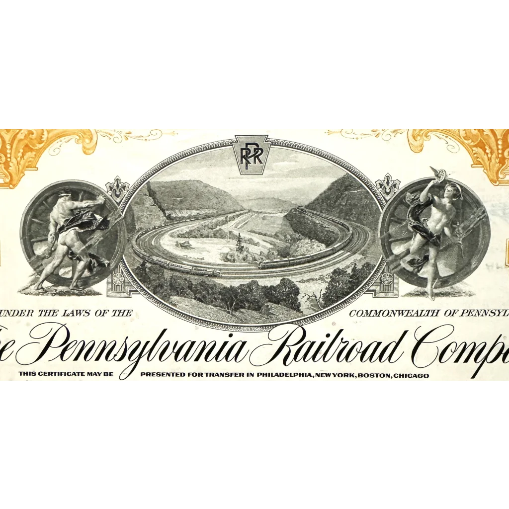 Rare Pennsylvania Railroad Antique Stock Certificate Horseshoe Curve