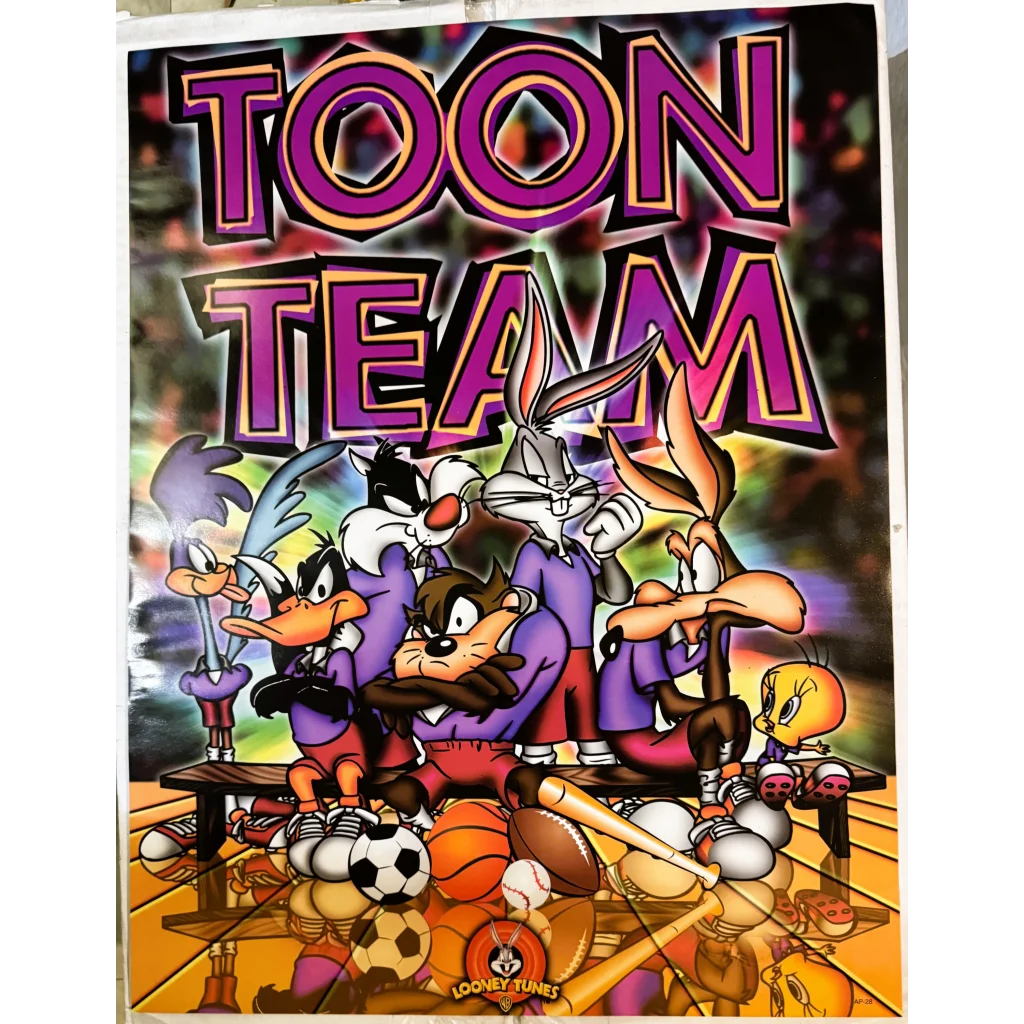 Rare Retro 1990s Looney Tunes Toon Team Sports Poster Extravaganza