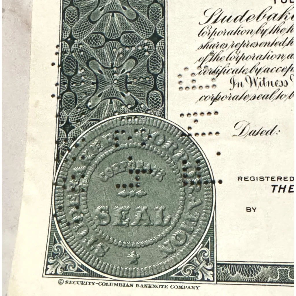 Rare Studebaker Stock Certificate Captures American Auto History