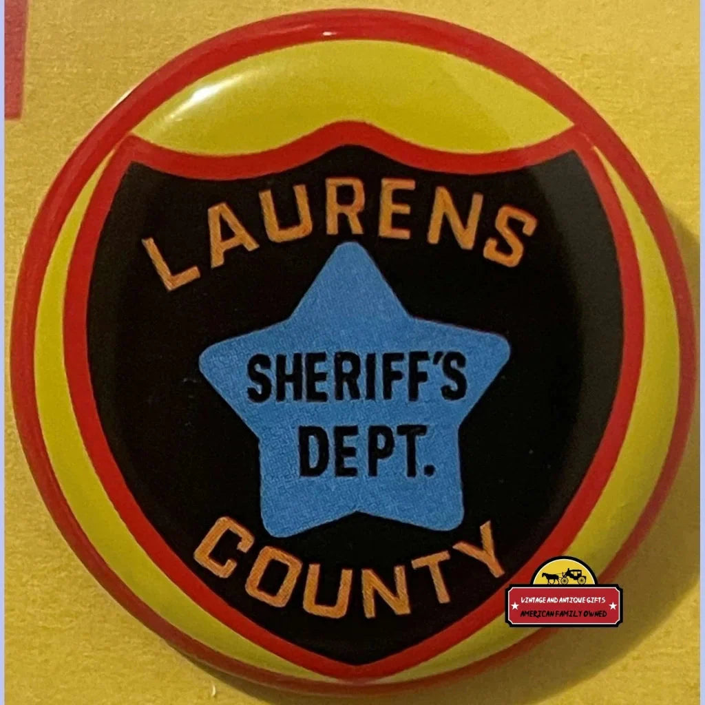 Rare Vintage Tin Litho Police Badge Laurens County Sheriff 1950s