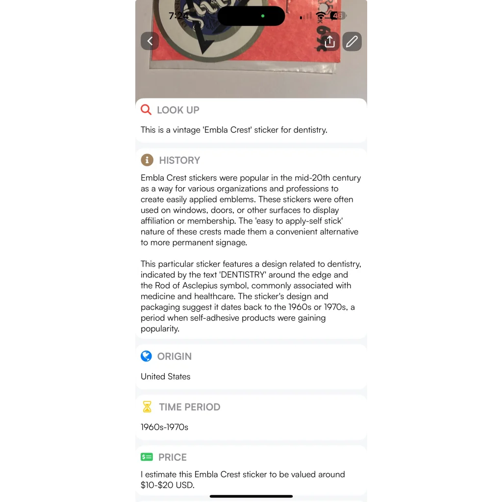 Rare Vintage 1960s Dentistry Emblem Sticker Collector's Dream