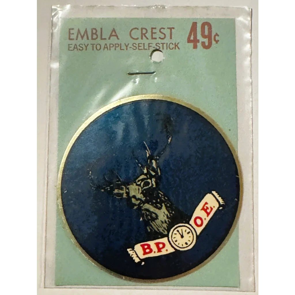 Rare Vintage 1960s Embla Crest BPOE Elk Sticker Collectible