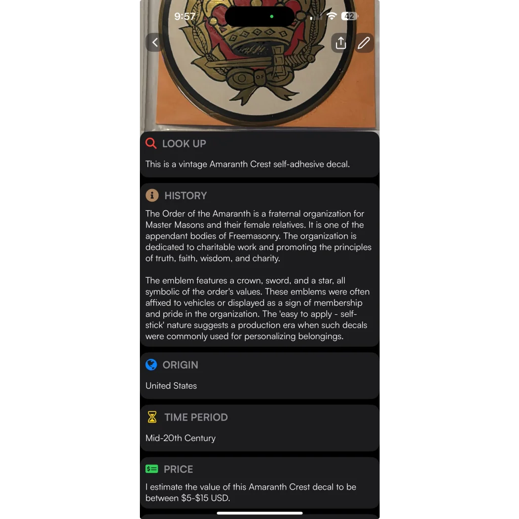 Rare Vintage 1960s Embla Crest Decal Unearths Order History