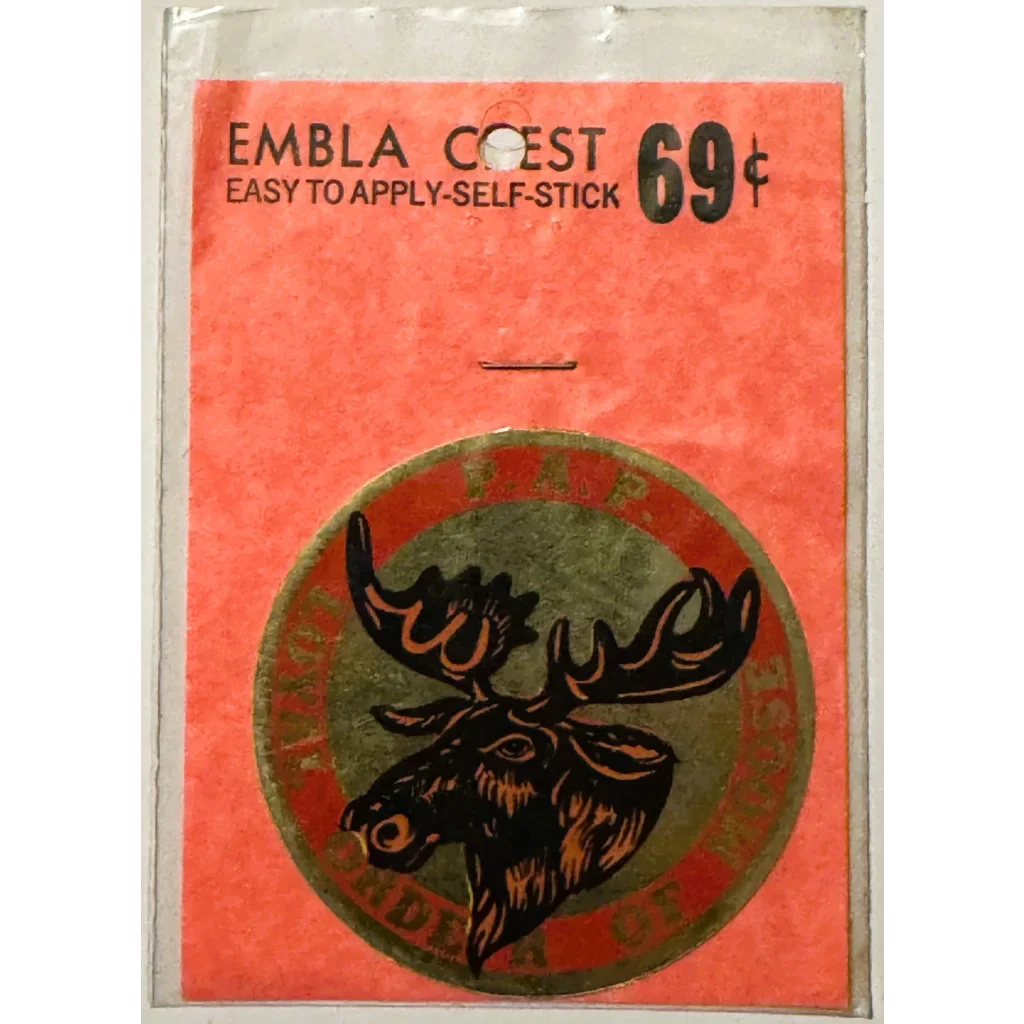 Rare Vintage 1960s Embla Crest Loyal Order of Moose Decal