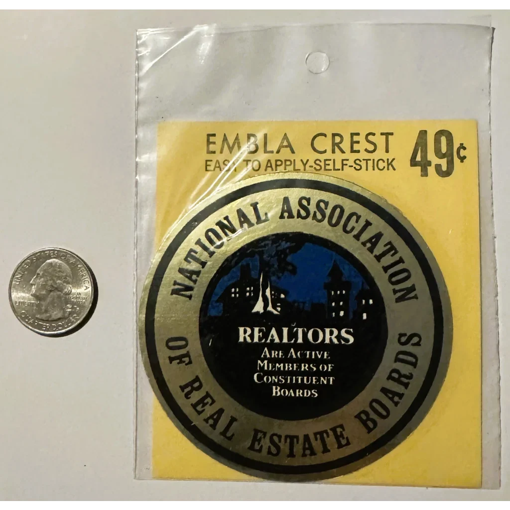 Rare Vintage 1960s Embla Crest Realtor Sticker Collectible