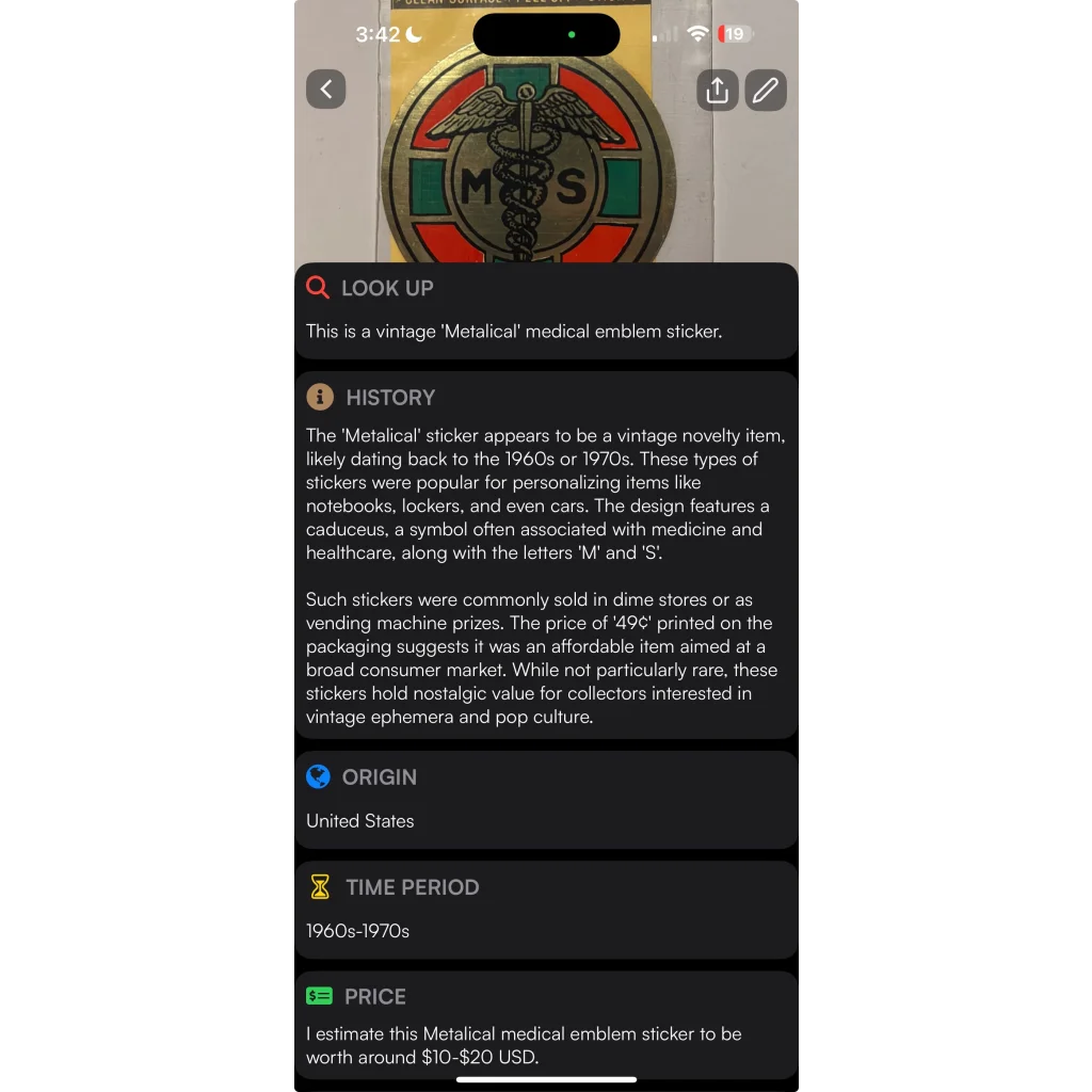 Rare Vintage 1960s Medical Caduceus Emblem Sticker Unleashed