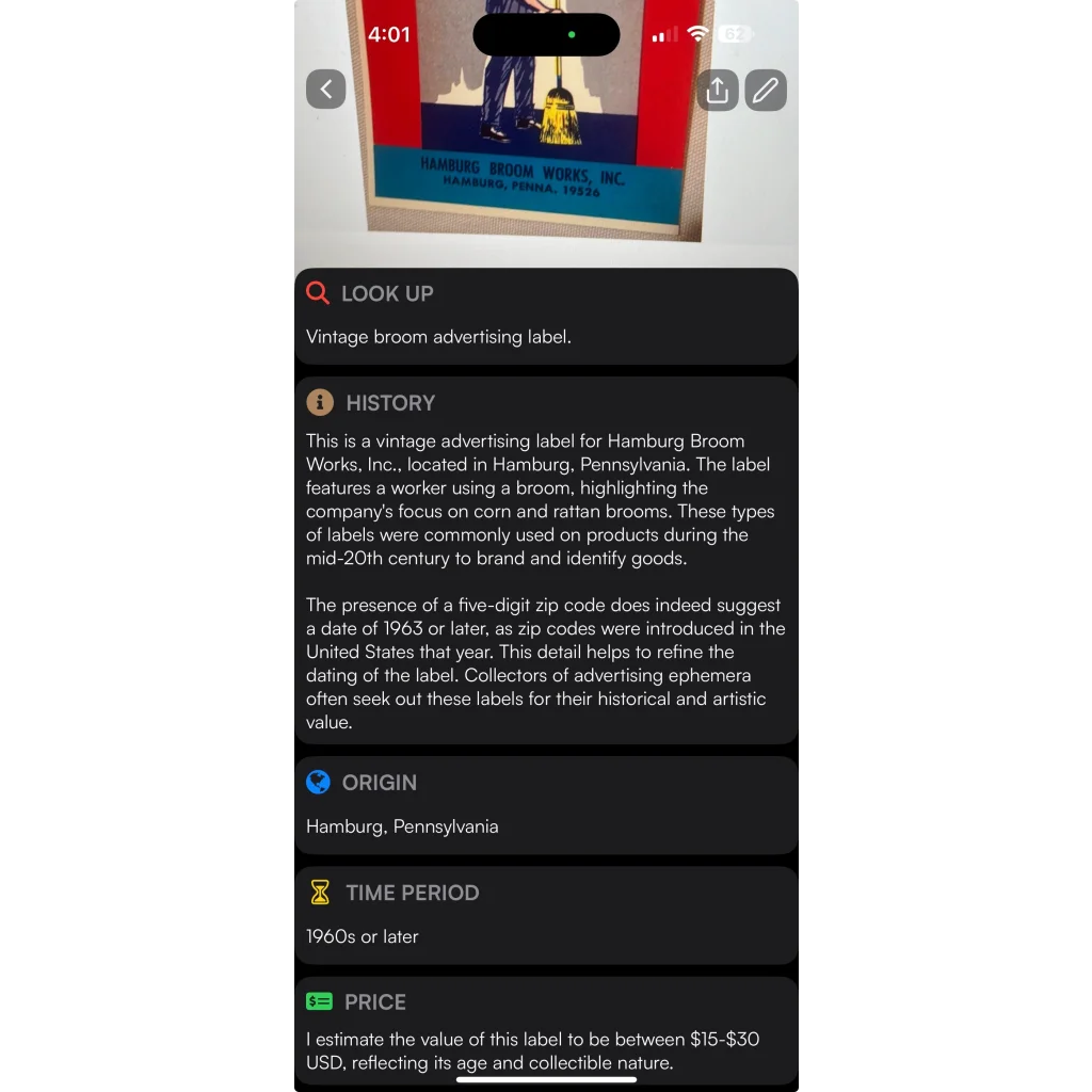 Rare Americana Vintage Rattan Broom Label Sweeps You Away