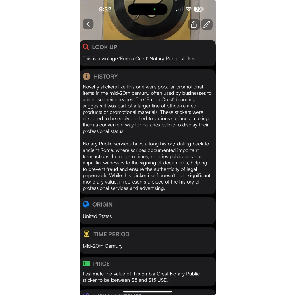 Rare Vintage 1960s Notary Public Embla Crest Sticker Unearthed