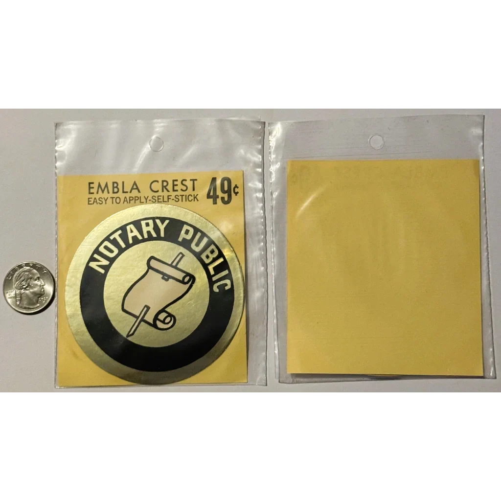 Rare Vintage 1960s Notary Public Embla Crest Sticker Unearthed