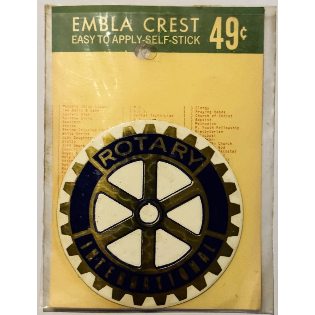 Rare Vintage 1960s Rotary International Embla Crest Decal Discovered