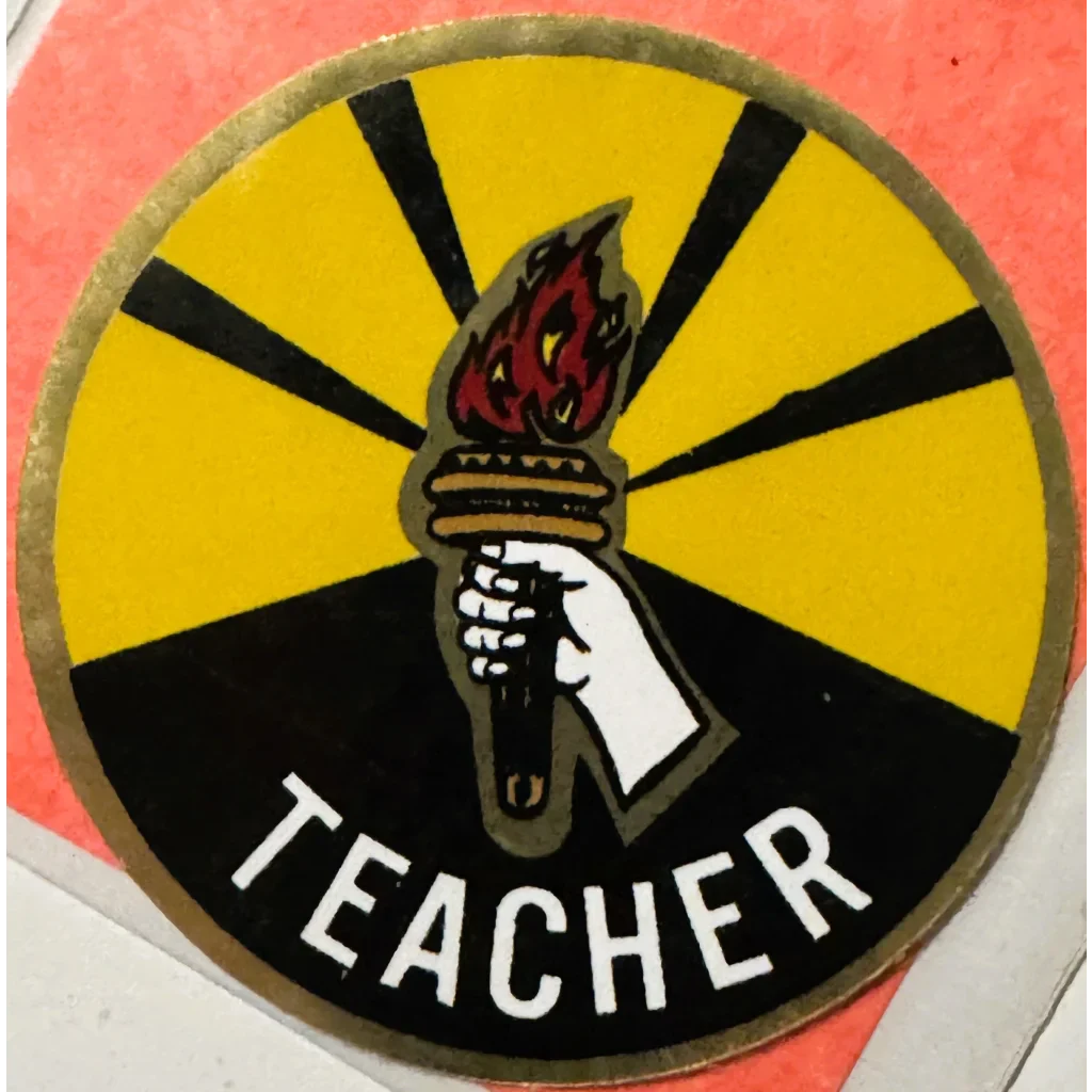 Rare Vintage 1960s Teacher Decal Celebrates Community Heroes