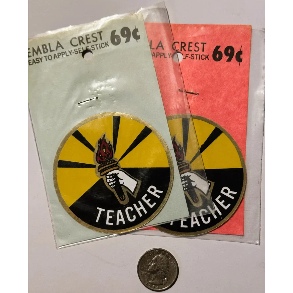 Rare Vintage 1960s Teacher Decal Celebrates Community Heroes