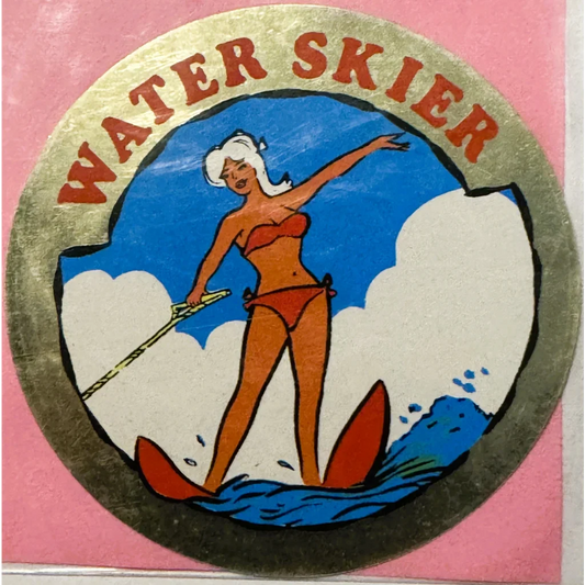 Rare Vintage 1960s Water Skier Decal Brings Nostalgia to Life