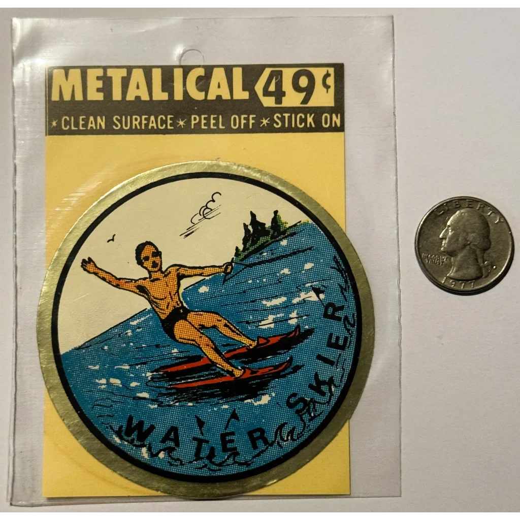 Rare Vintage 1960s Water Skier Decal Embla Crest Collectible