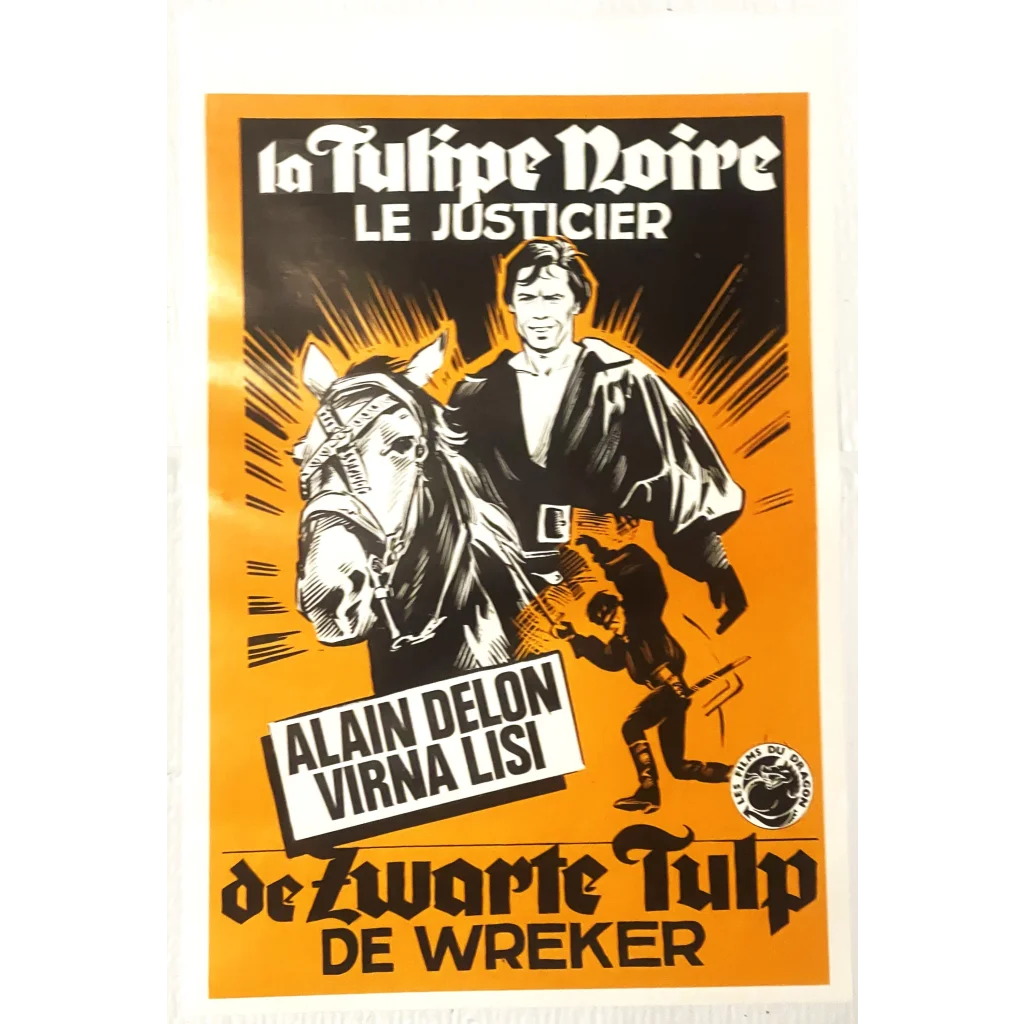 Rare 1964 Black Tulip Movie Poster Starring Alain Delon