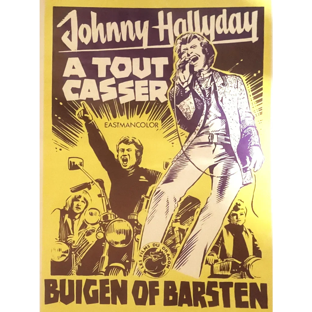 Rare Vintage Johnny Hallyday Movie Poster Rocks Belgium 1968