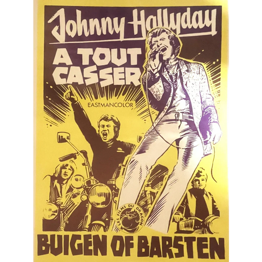 Rare Vintage Johnny Hallyday Movie Poster Rocks Belgium 1968