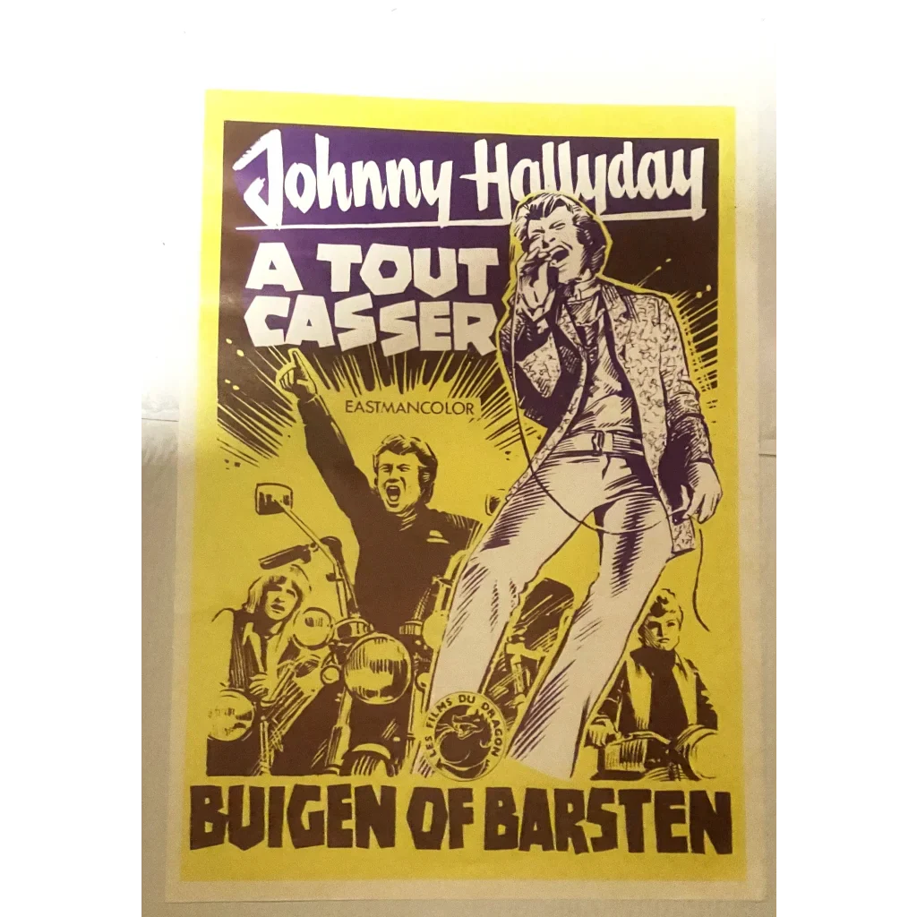 Rare Vintage Johnny Hallyday Movie Poster Rocks Belgium 1968