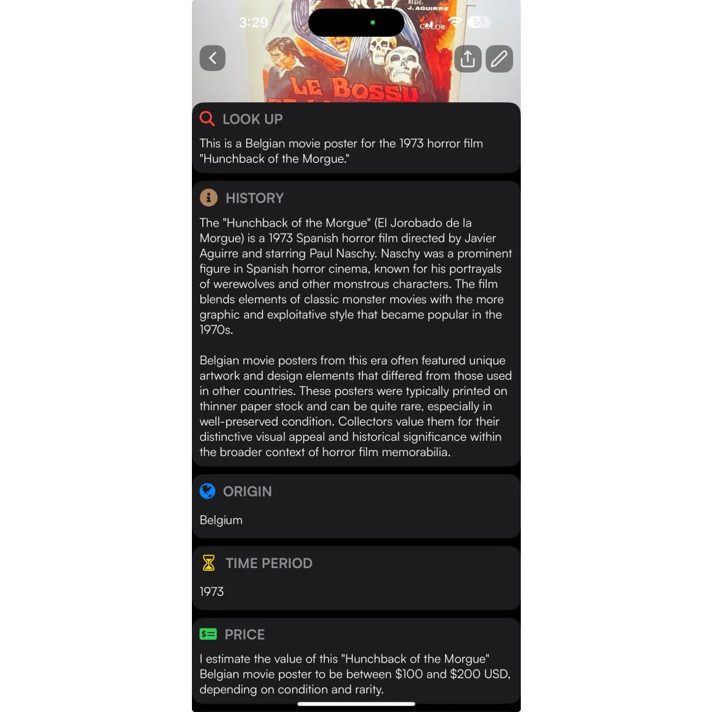 Rare Vintage Belgium Movie Poster The Hunchback of the Morgue 1973