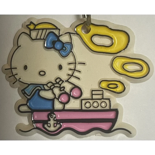 Rare Vintage Hello Kitty Blue Bow Keychain Antique Gift