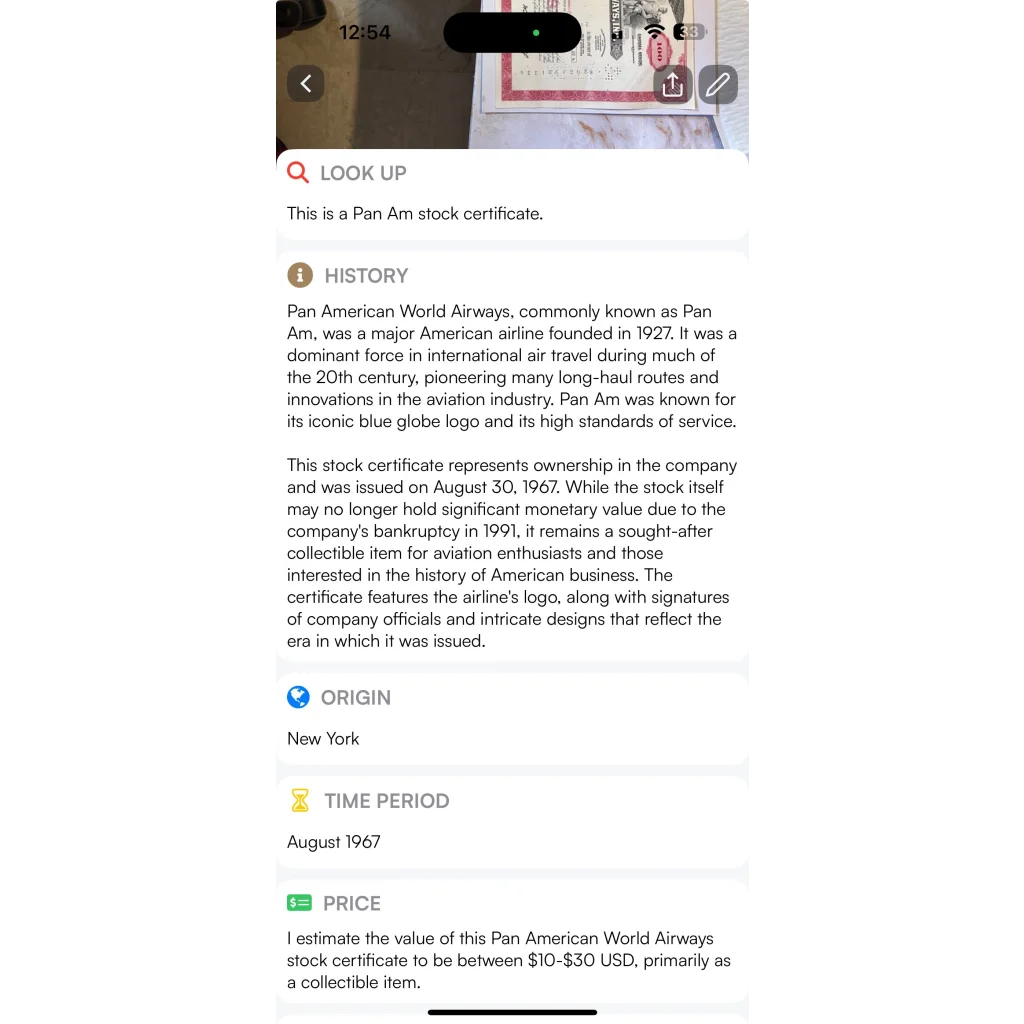 Rare Vintage Red Pan Am Stock Certificate Airline Collectible