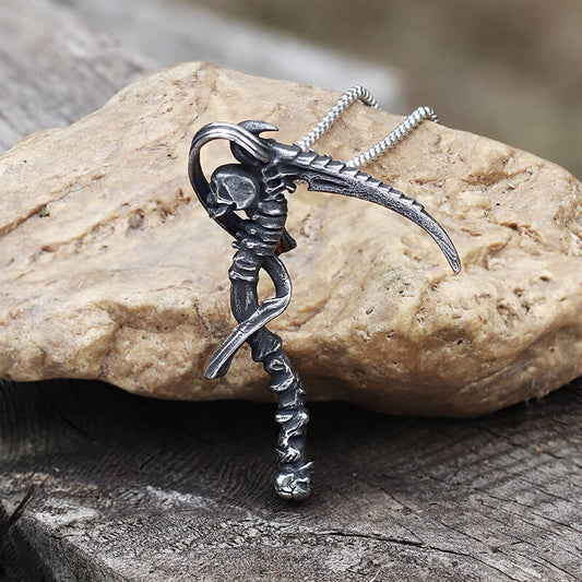 Reaper Scythe Stainless Steel Skull Pendant