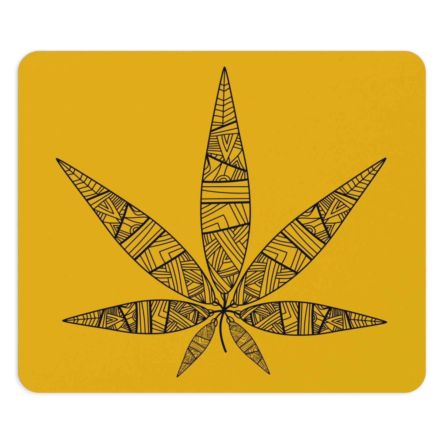 Tribal Weed Leaf Yellow Mouse Pad