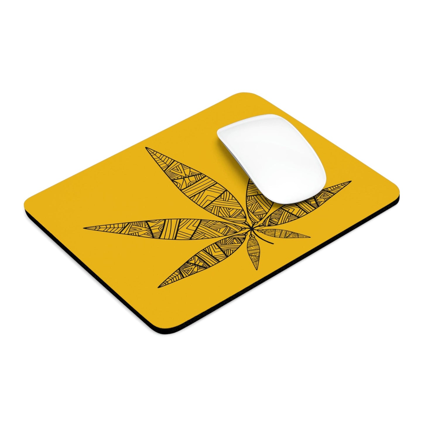 Tribal Weed Leaf Yellow Mouse Pad