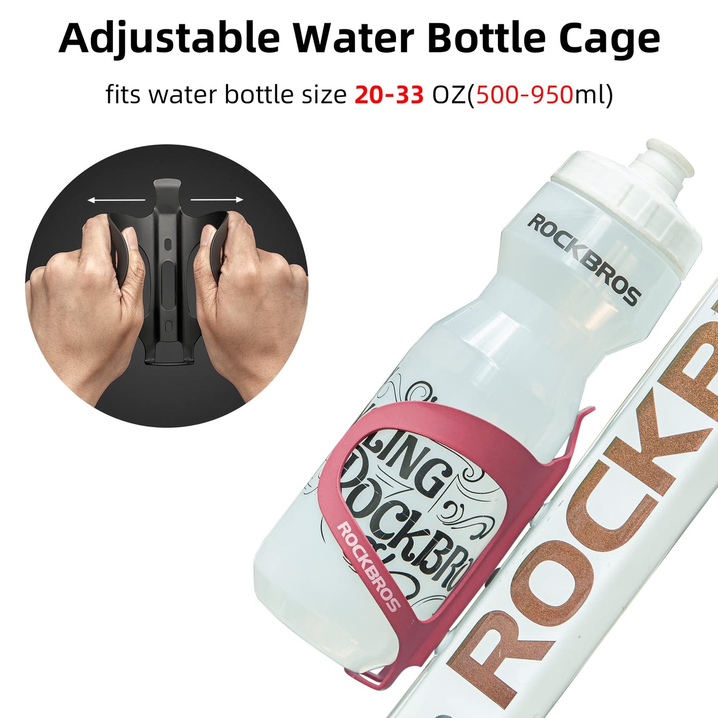 ROCKBROS Lightweight Alloy Aluminum Bike Water Bottle Cage - Secure Hold Bicycle Bottle Bracket