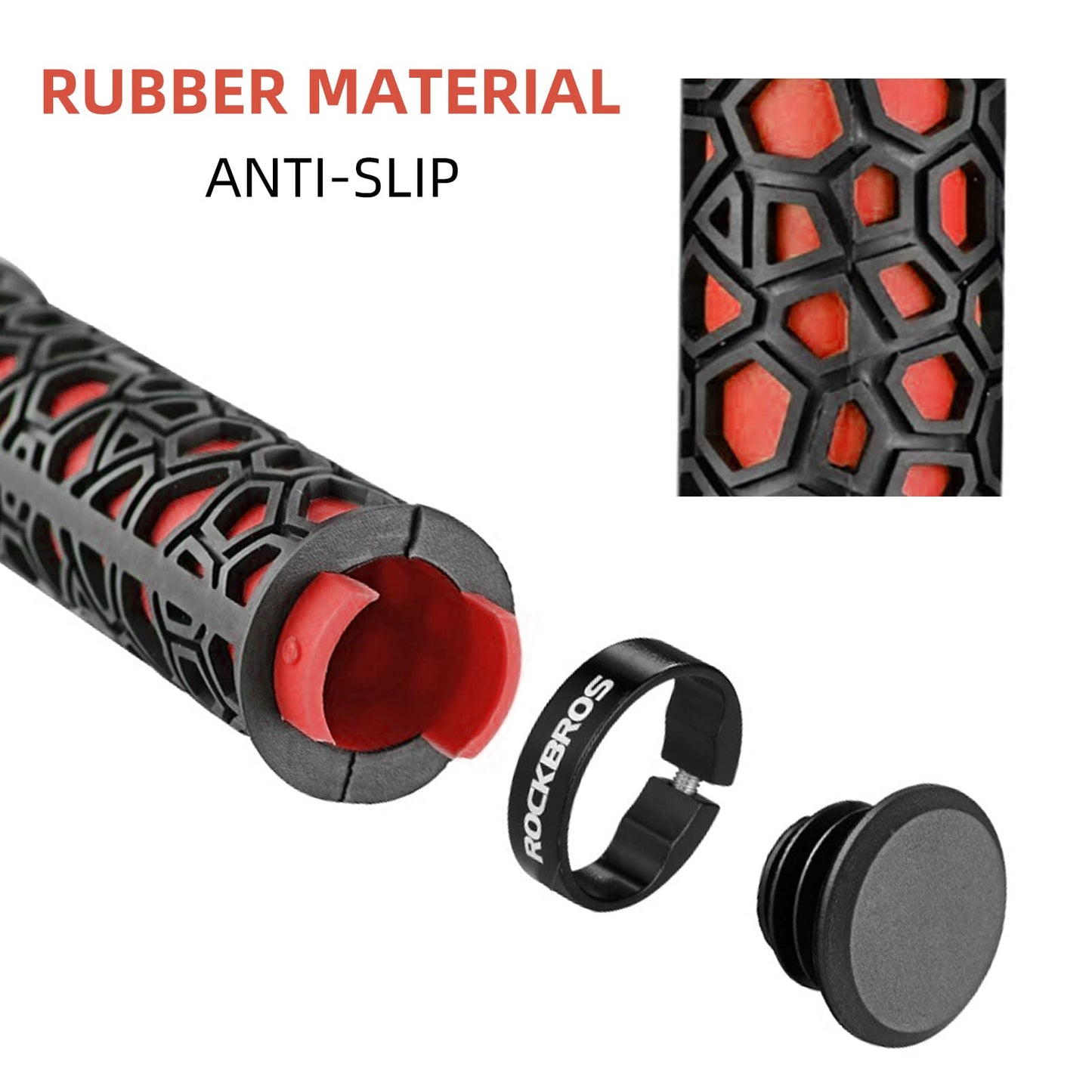 ROCKBROS Bike Handlebar Grips Double Lock-on Non-Slip Grips for MTB, BMX 22.2mm