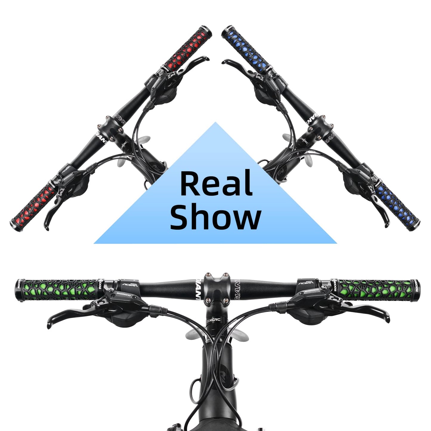 ROCKBROS Bike Handlebar Grips Double Lock-on Non-Slip Grips for MTB, BMX 22.2mm