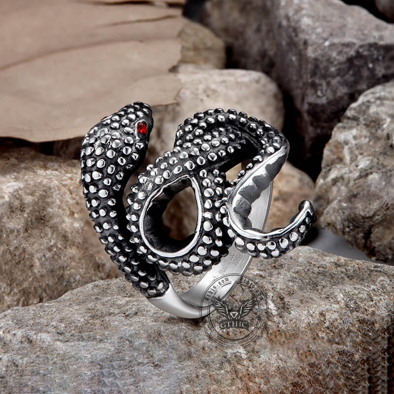 Red Eye Snake Stainless Steel Animal Ring