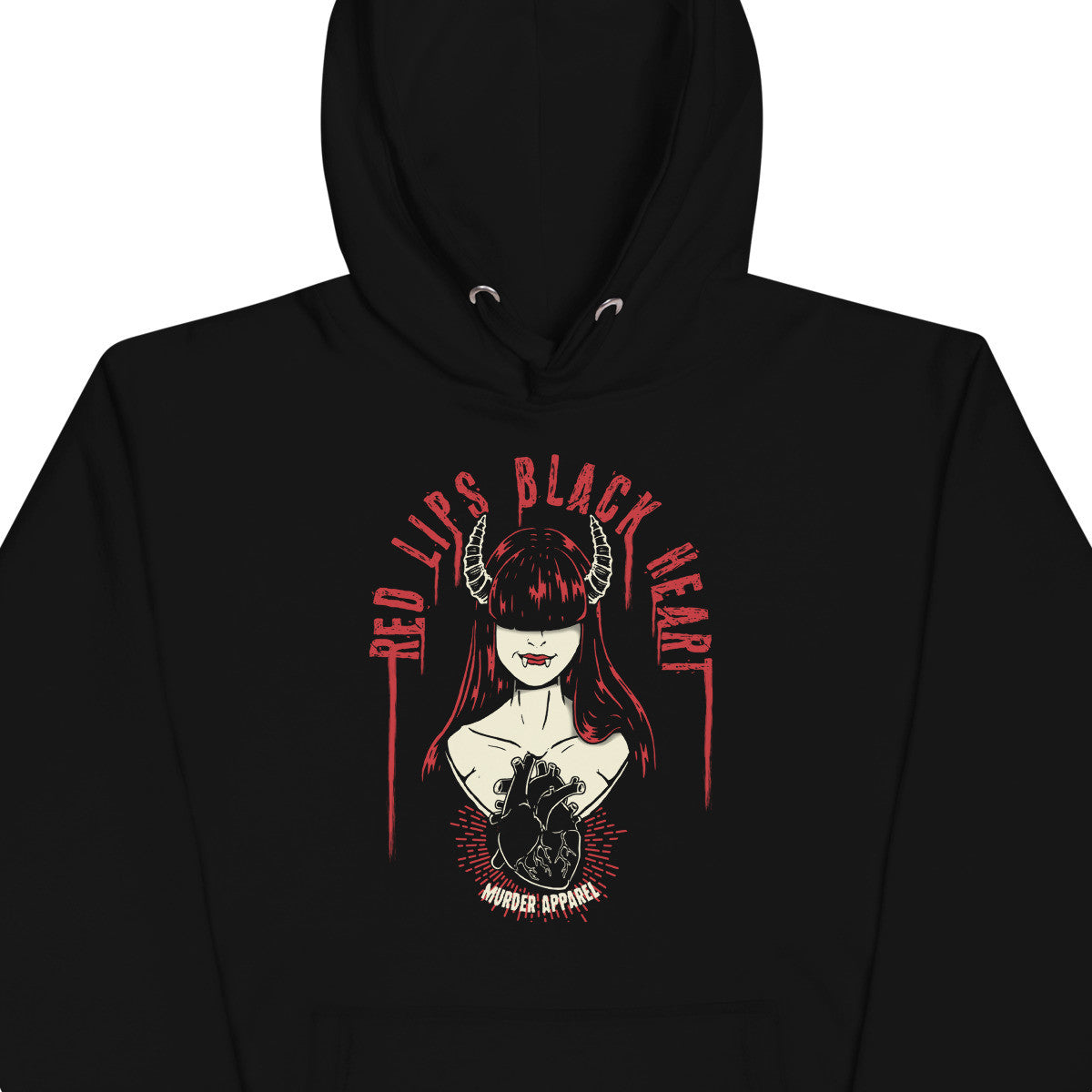 Red Lips Black Heart Hoodie
