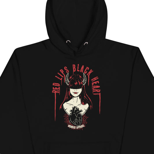 Red Lips Black Heart Hoodie