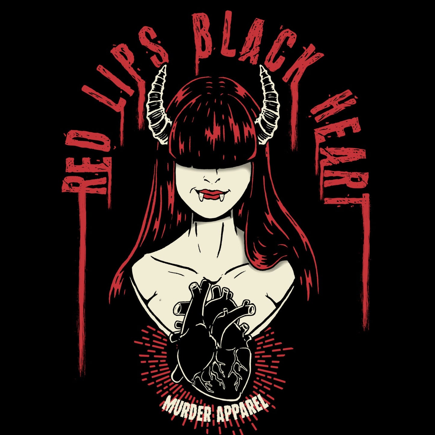 Red Lips Black Heart T-Shirt