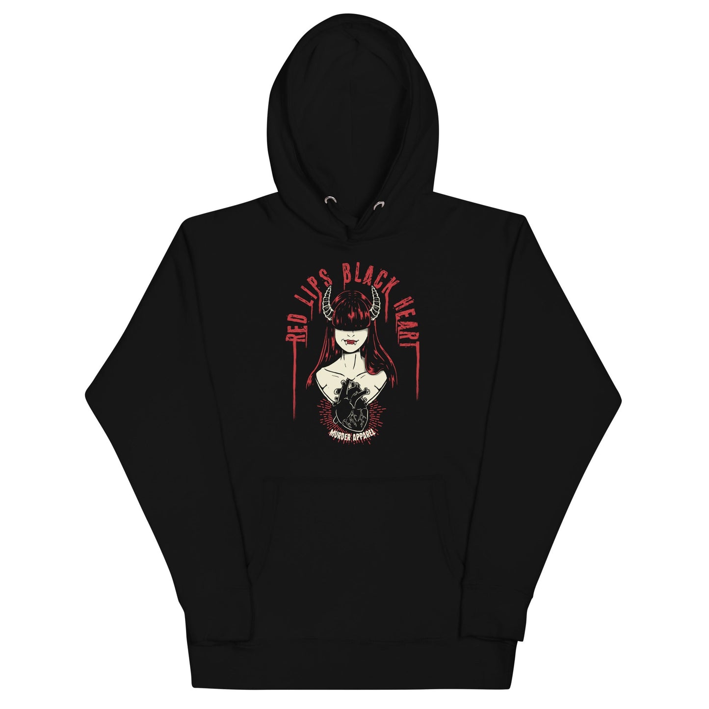 Red Lips Black Heart Hoodie
