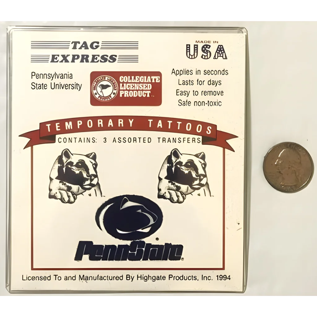 Relive 1994 Glory with Penn State Nittany Lions Vintage Tattoos