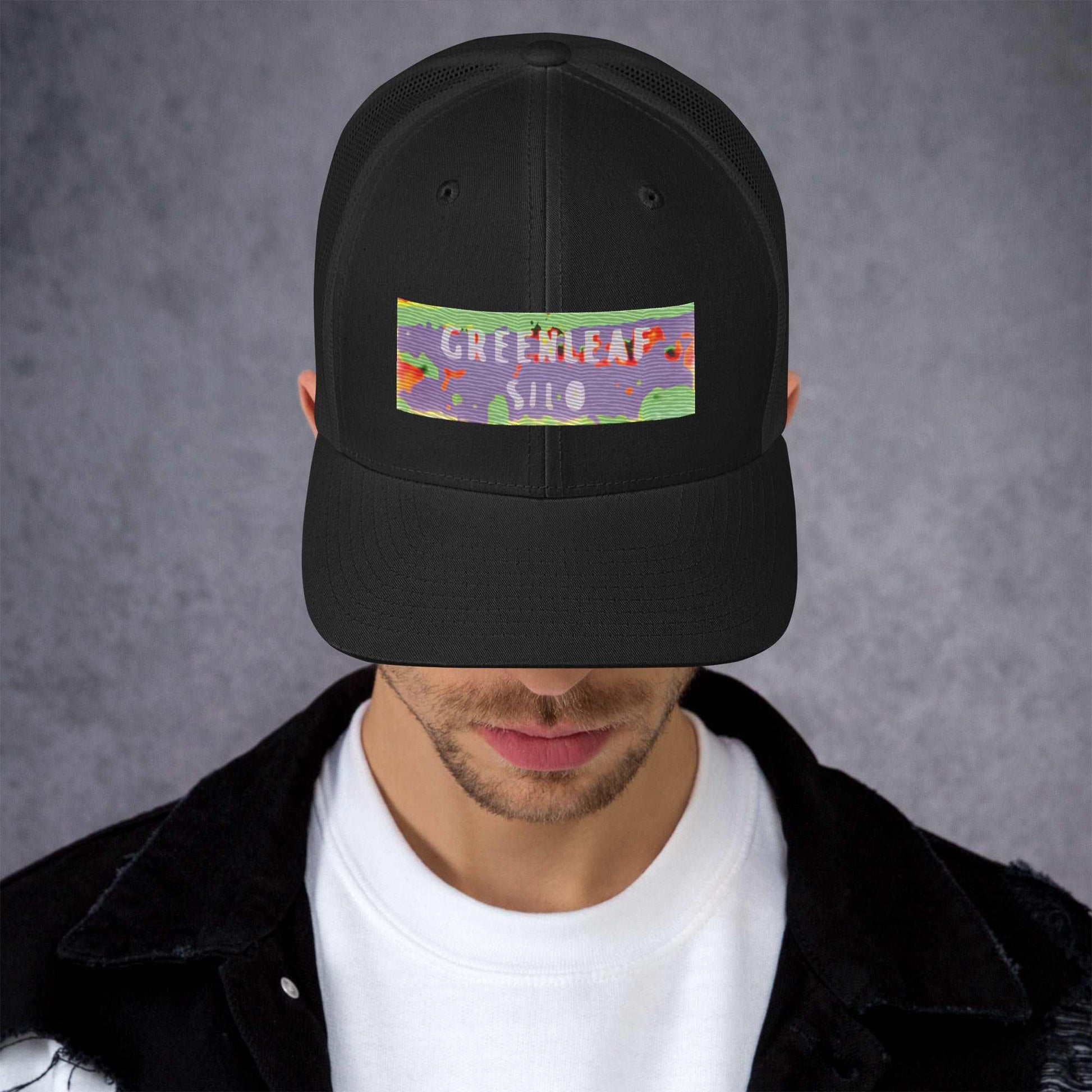 GreenLeaf Silo PSYCHEDELIC Trucker Cap / GLS Hallucinogenic HAT Rock Band Lid - Lizard Vigilante