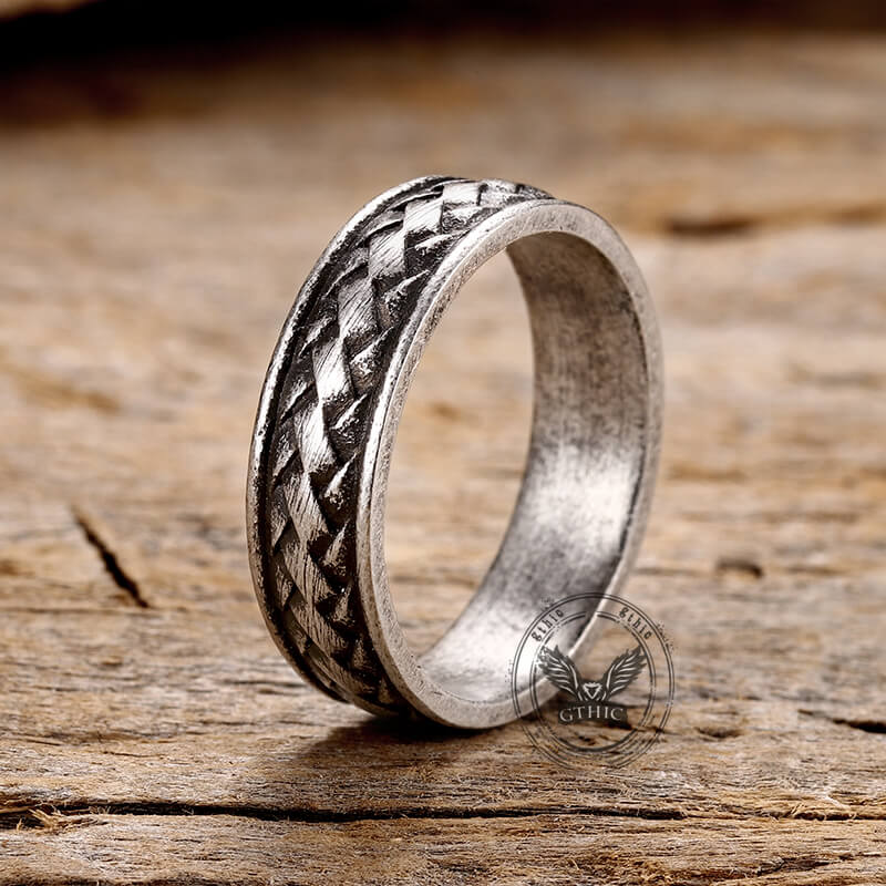 Retro Braided Stainless Steel Band Ring