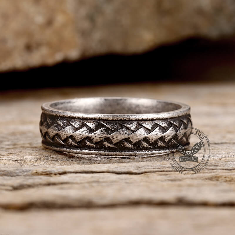 Retro Braided Stainless Steel Band Ring