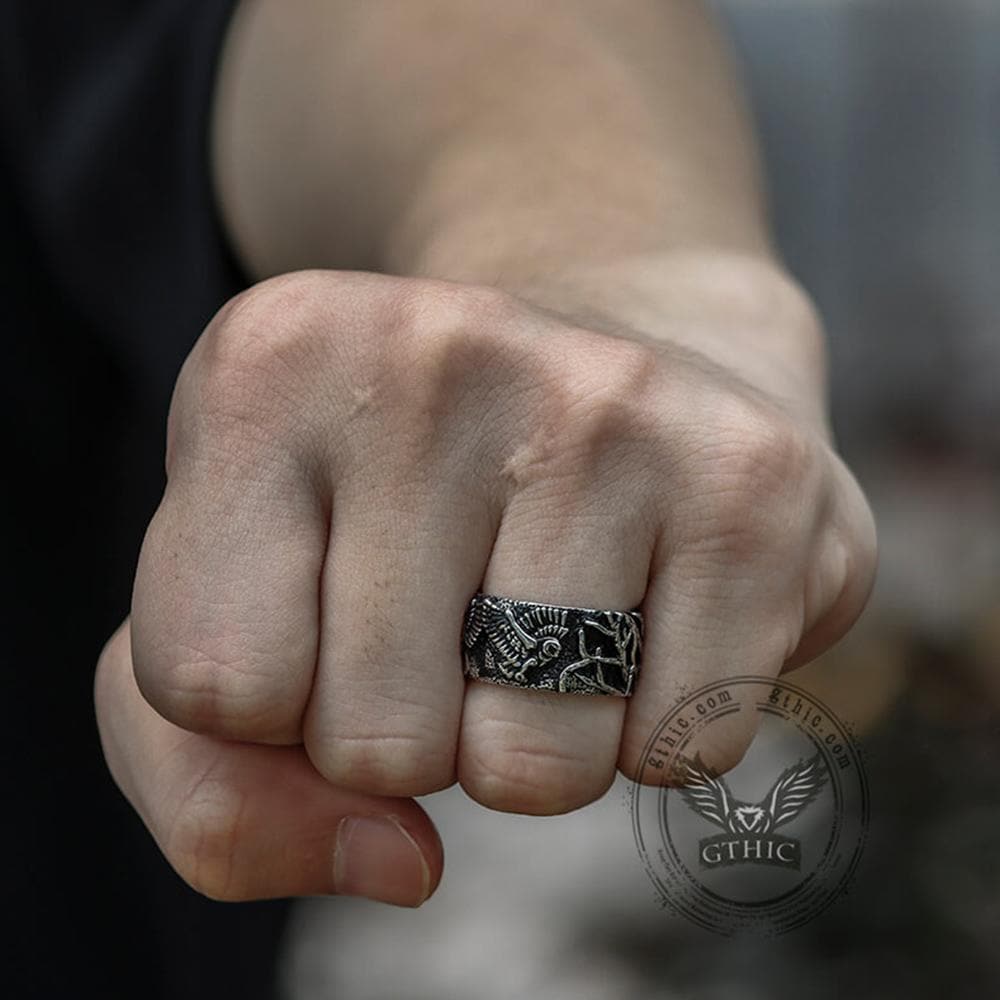 Retro Eagles Branch Brass Ring