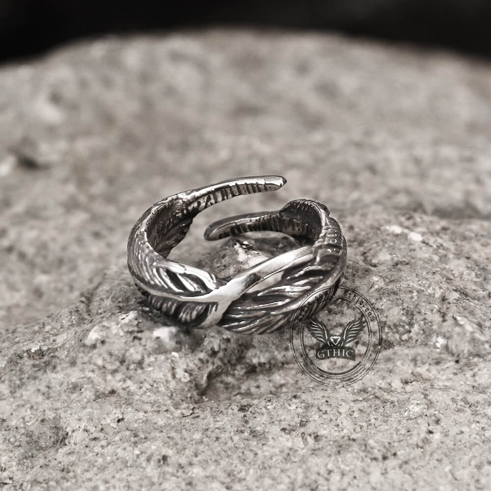 Retro Feather-shaped Stainless Steel Ring