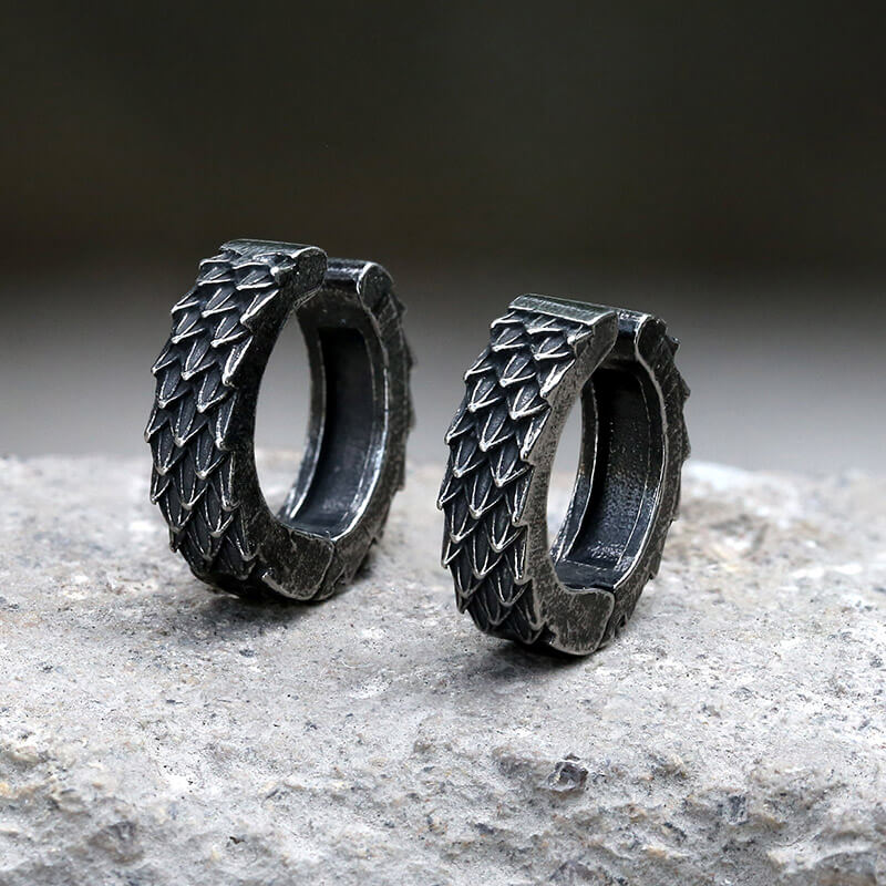 Retro Feather Design Stainless Steel Ear Cuffs