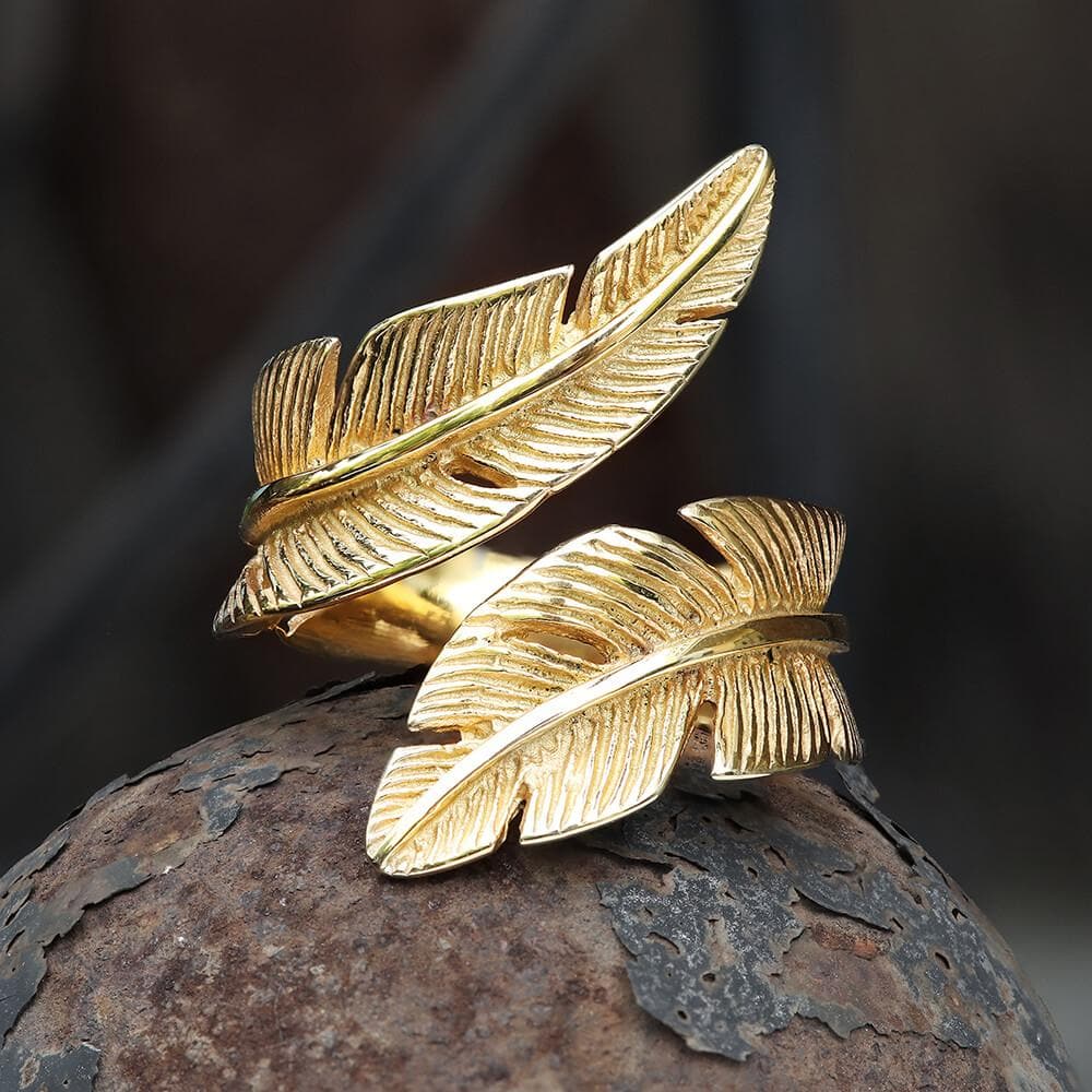 Retro Feather Stainless Steel Ring